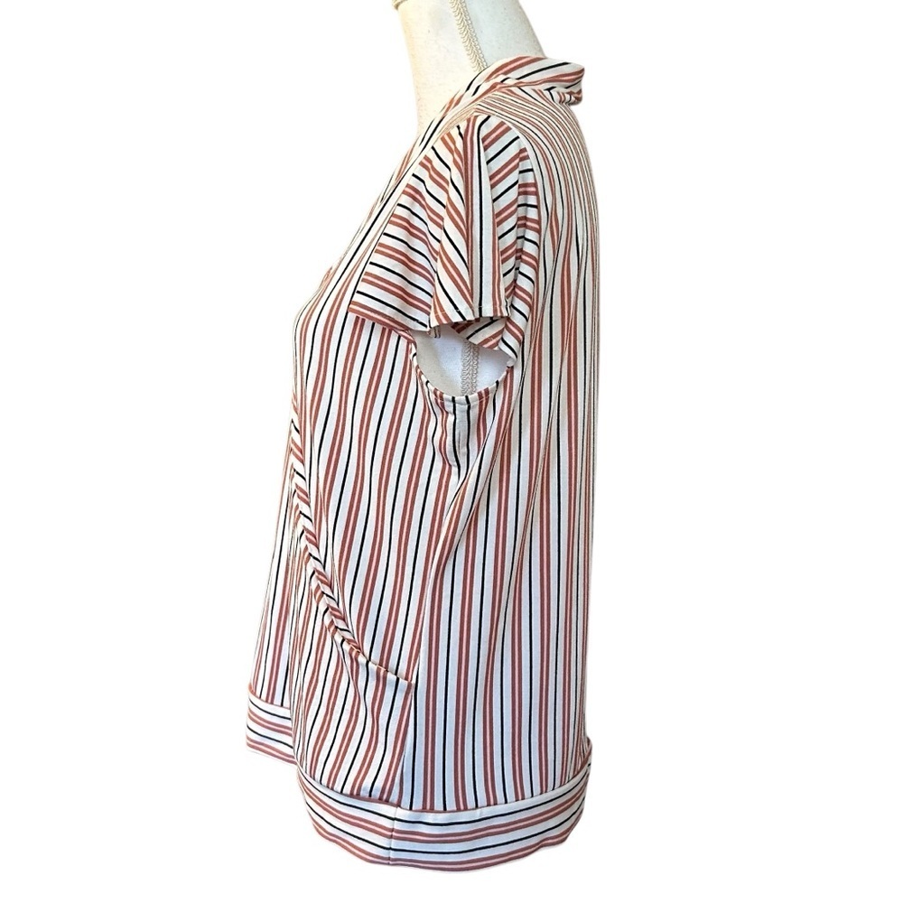 NEW Adrianna Papell Women's Vertical Stripe Wrap Top SZ Medium White Multicolor - Picture 3 of 7